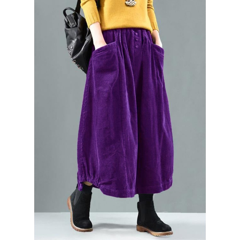 Women Elastic Waist Pockets Spring Wardrobes Tutorials purple Skirt