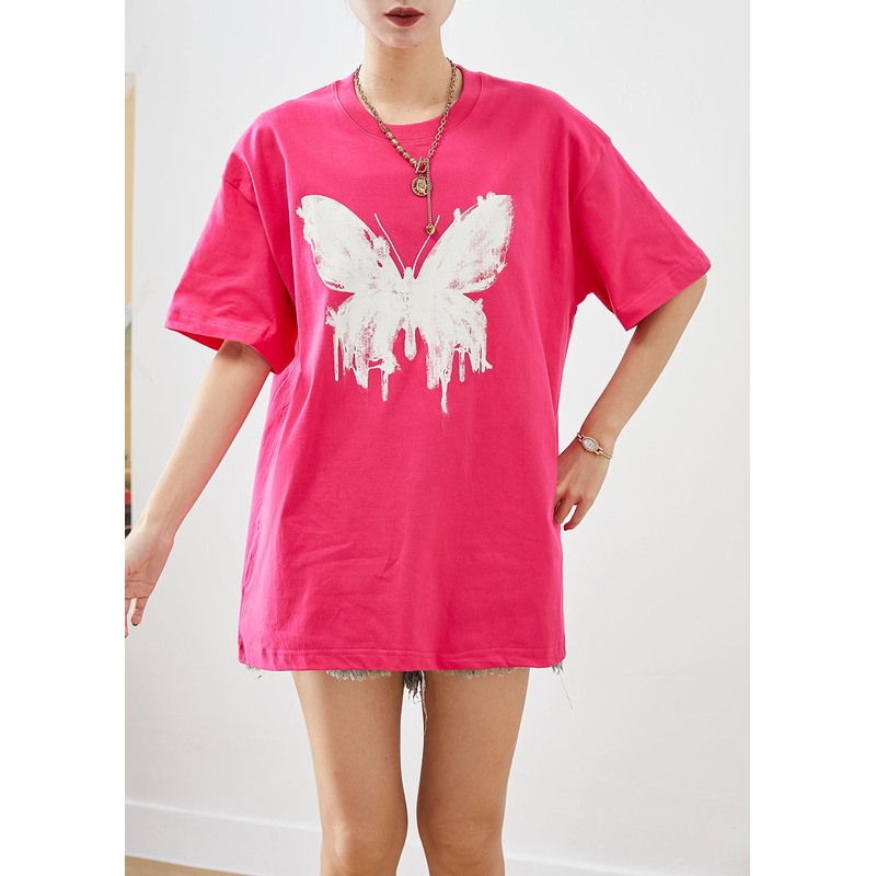 Women Rose Oversized Butterfly Cotton Tank Tops Summer