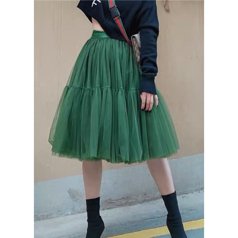 Art Dull Green Exra Large Hem Tulle Holiday Skirts Summer