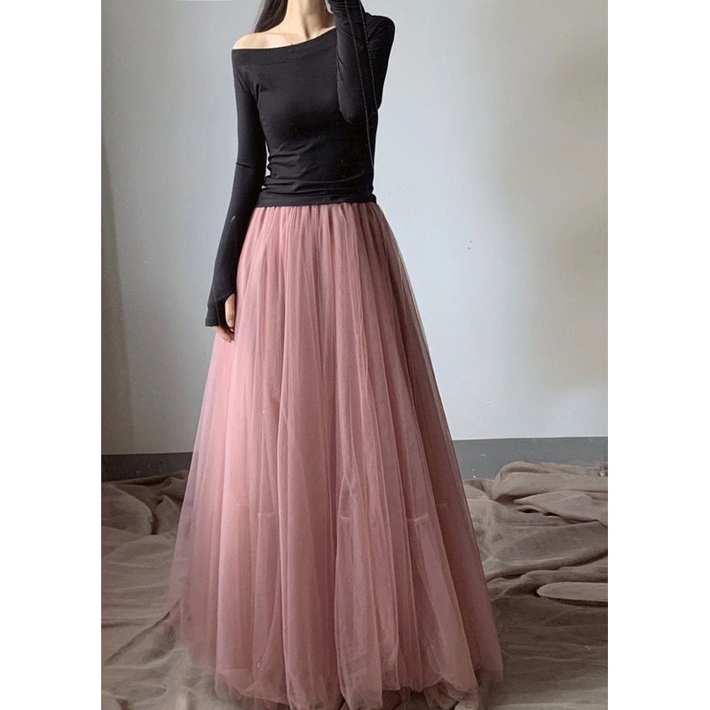 Bohemian Pink Exra Large Hem Lengthen Tulle Beach Skirts Fall