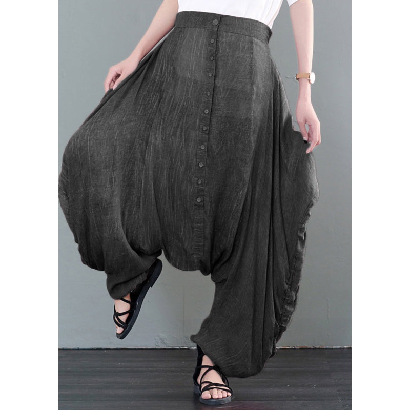 Chic Dark Grey Oversized Tie Dye Pockets Cotton Harem Pants Fall