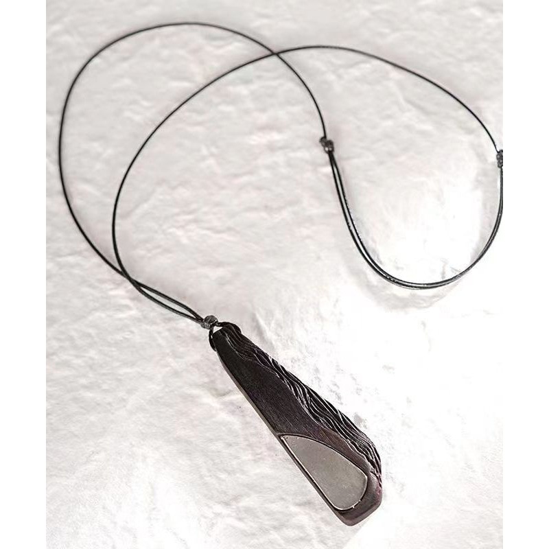 Chic Black Asymmetricar Ebony Sweater Pendant Necklace