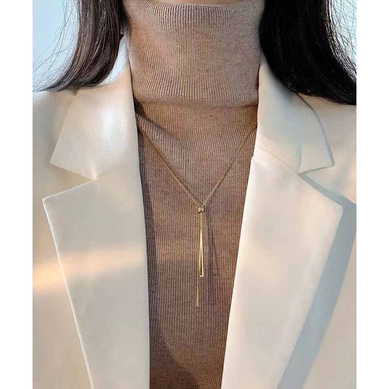 Fashion Stainless Steel Triangle Tassel Necklace