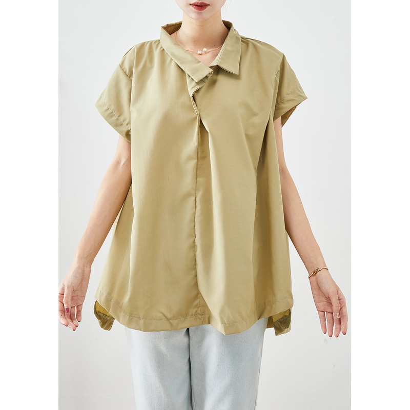 Loose Khaki Oversized Spandex Shirt Tops Summer