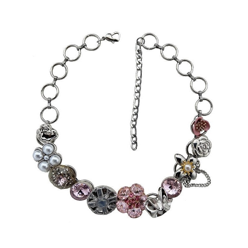 Art Rainbow Overgild Stainless Steel Glass Crystal Gratuated Bead Necklace