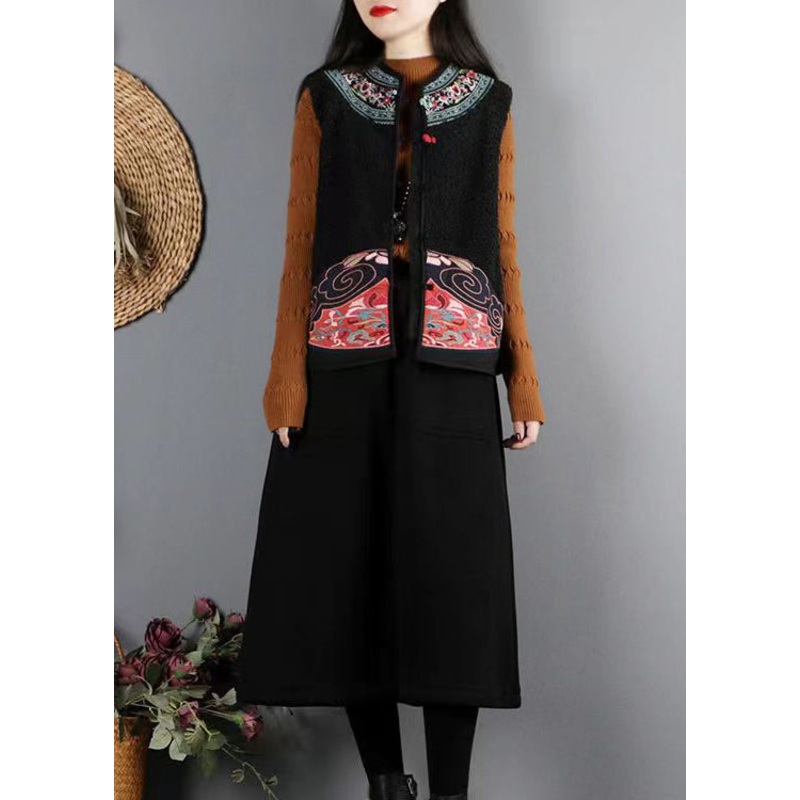 Vintage Black Button Patchwork Teddy Faux Fur Waistcoat Sleeveless