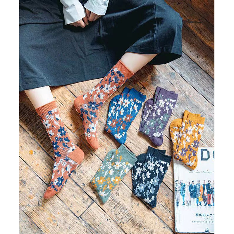 Beautiful Comfortable Warm Jacquard Cotton Mid Calf Socks