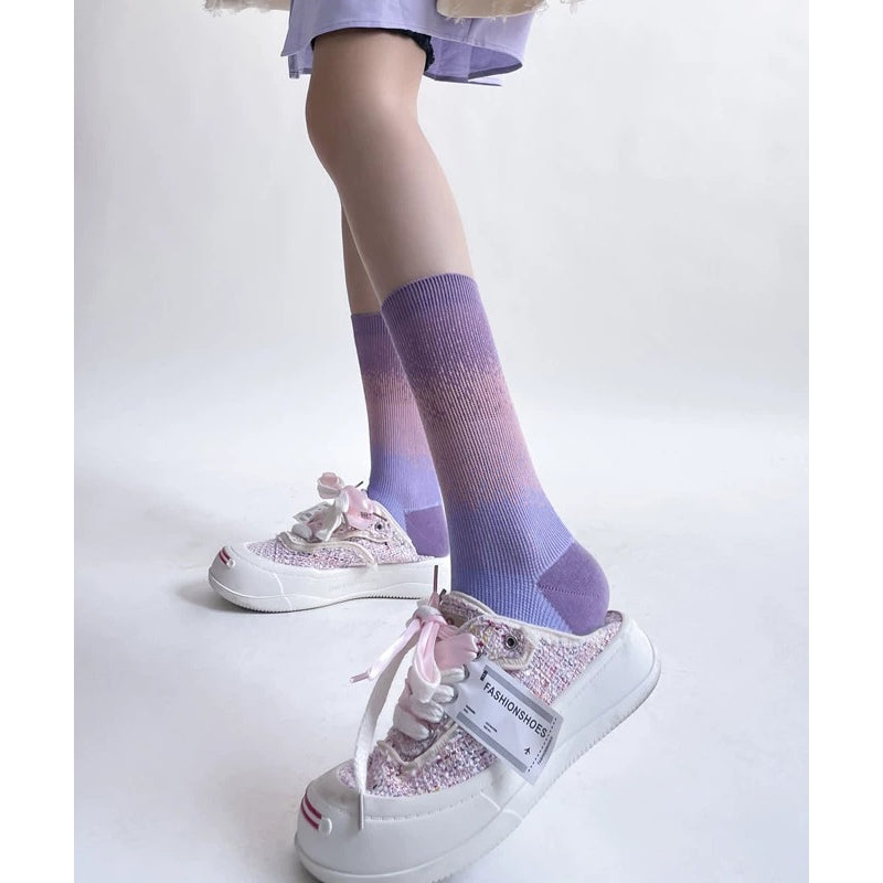 Women Cotton Trendy Mid Length Spring And Summer Tie Dye Gradient