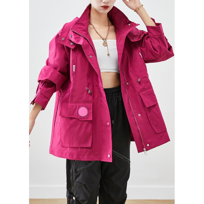 French Purple Hooded Patchwork Letter Embroideried Spandex Jacket Fall