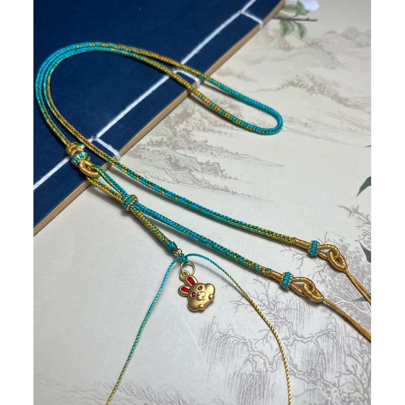 Handmade Yellow Ancient Gold Beeswax Rabbit Pendant Necklace