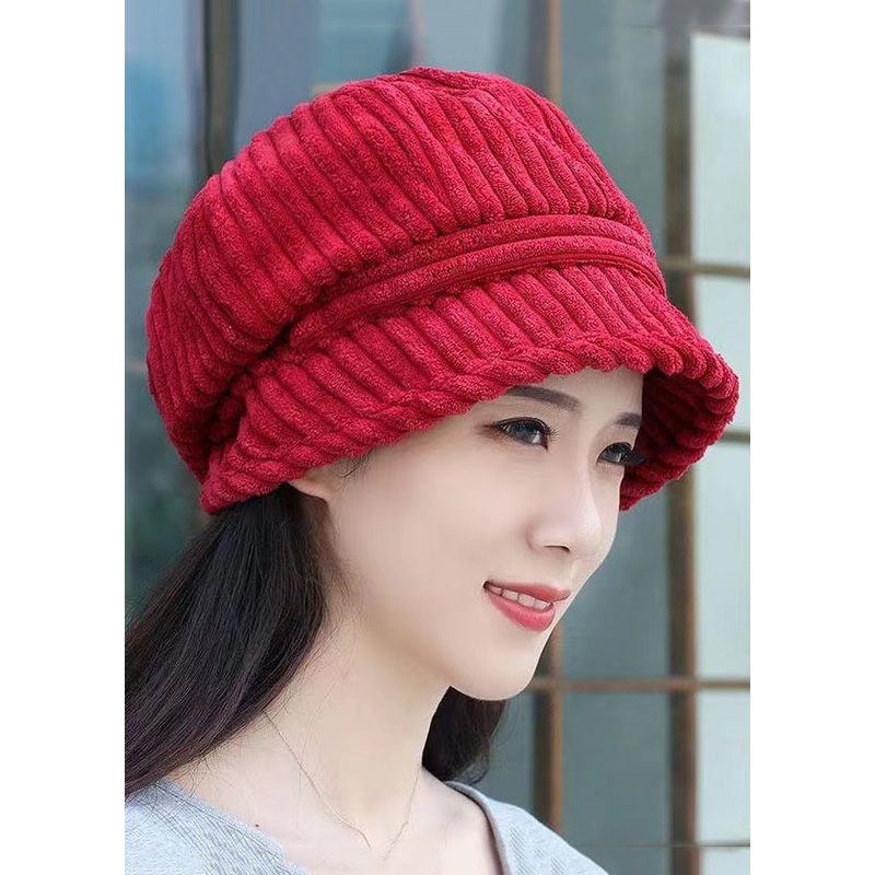 Beautiful Red Casual Versatile Corduroy Bucket Hat