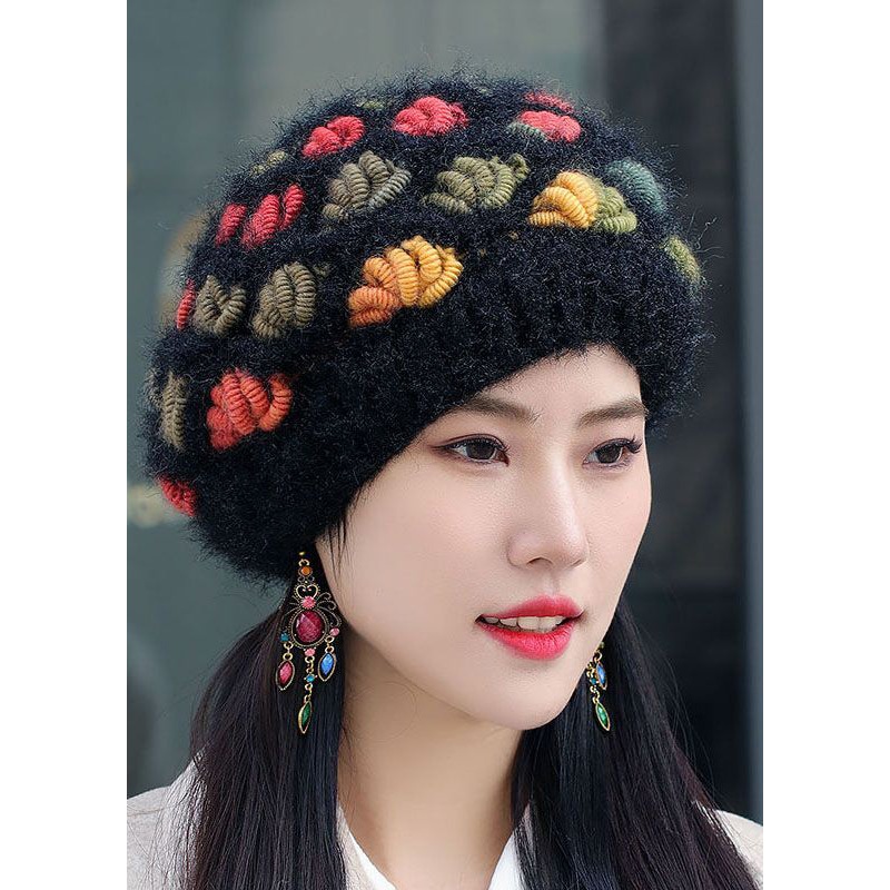 Beautiful Resilient Warm Fleece Handmade Knit Beret Hat