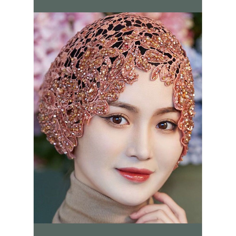 Ethnic Style Brick Red Embroideried Lace Bonnie Hat