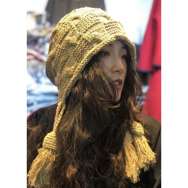 Modern Khaki Ear Protection Thick Knit Hat