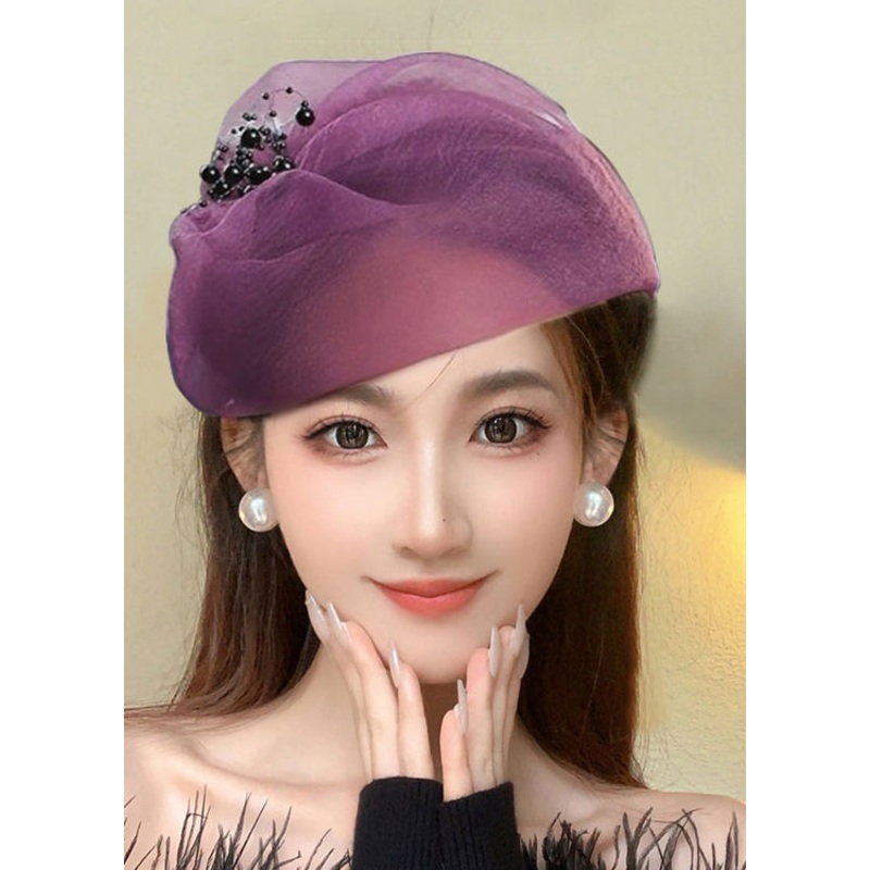 Stylish Beautiful Purple Breathable Tulle Half Hat