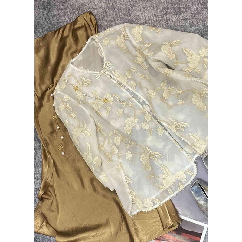 Chinese Style Embroideried Tops And Skirts Two Pieces Set Summer