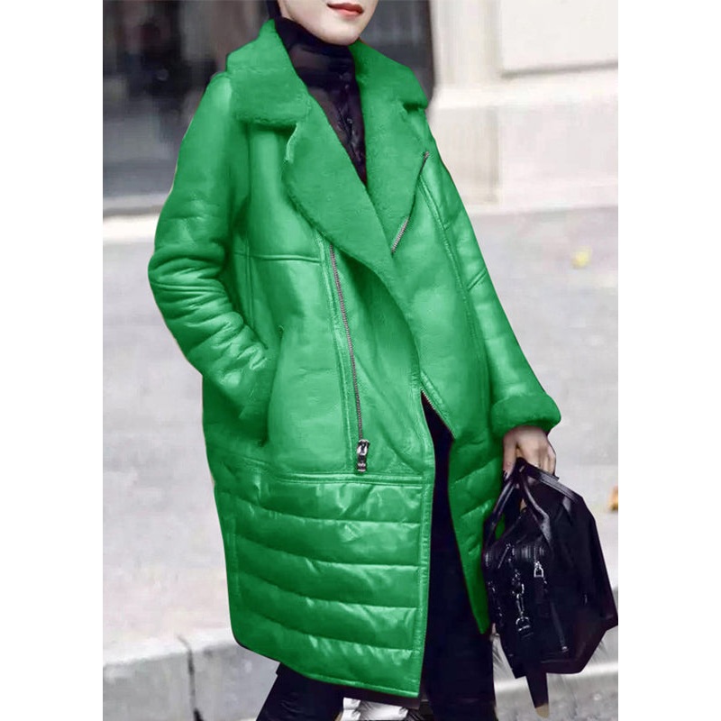 New Green Peter Pan Collar Patchwork 90% Duck Down Coat Winter