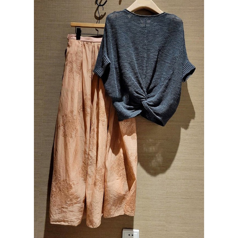 New Ice Silk Top And Skirt Jacquard Silk Two Pieces Set Summer