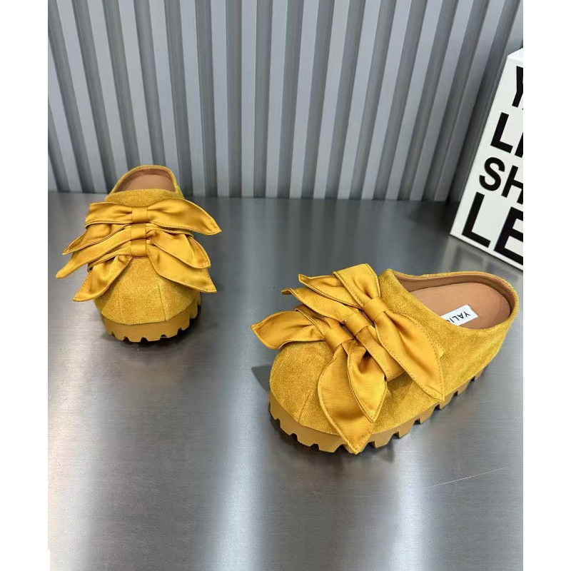 2025 Fashion Yellow Bow Versatile Platform Bottom Slippers