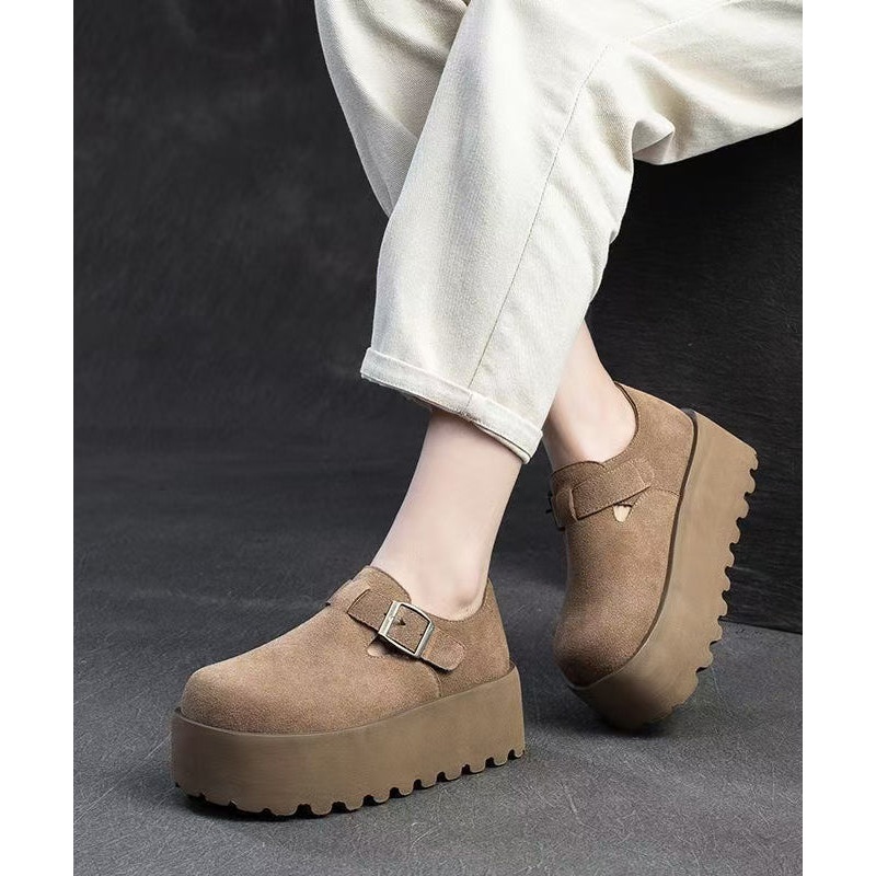 Original Design Khaki Women Splicing Suede Platform Shoes