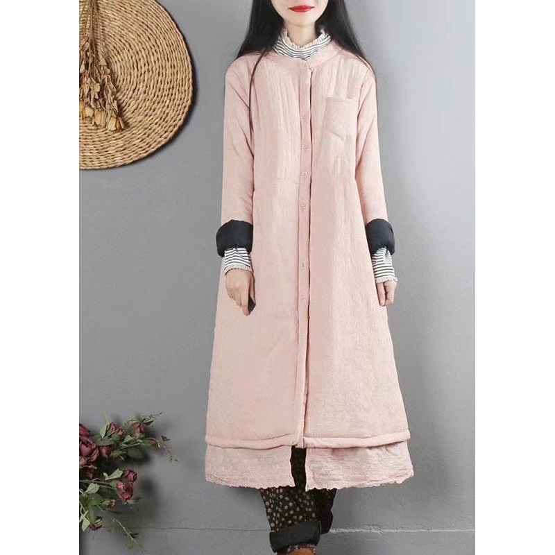 Handmade Pink Pockets Patchwork Fine Cotton Filled Coats Winter