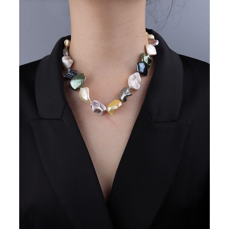 Chic Rainbow Pearl Shell Gratuated Bead Necklace
