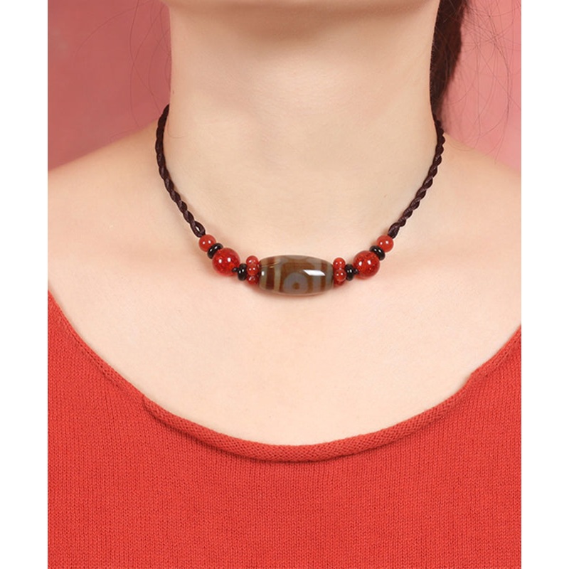 Classy Red Agate Coloured Glaze Pearl Necklace
