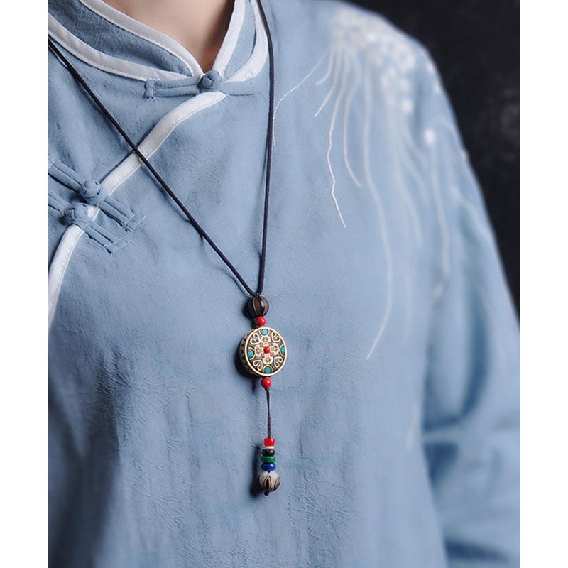 Handmade Red Agate Ping An Plaque Pendant Necklace