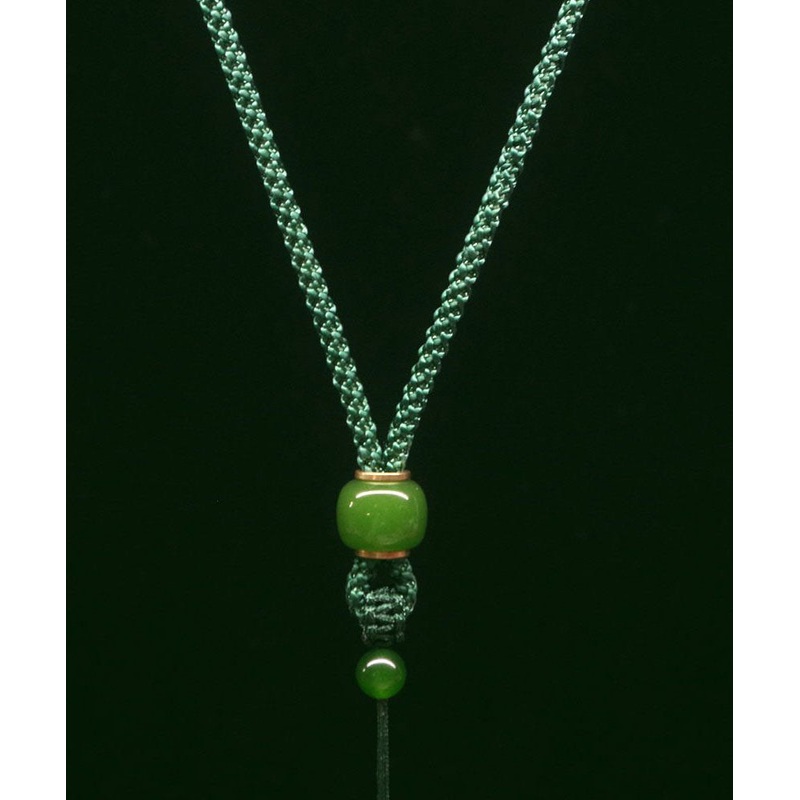 Simple Light Green Hand Knitting Jade Pendant Necklace