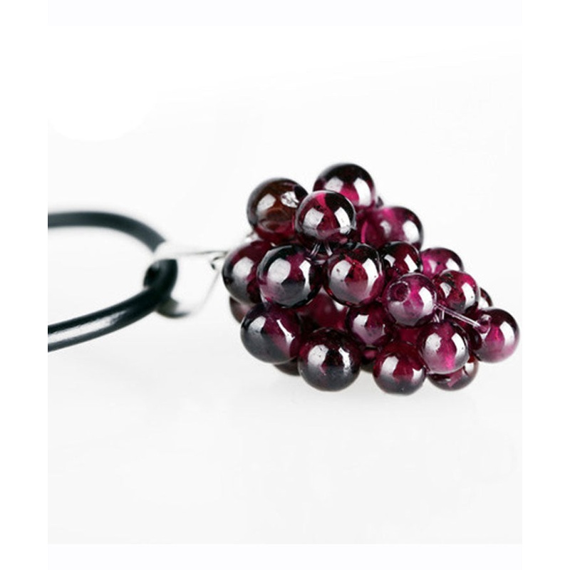 Style Purple Hand Knitting Garnet Grape Pendant Necklace