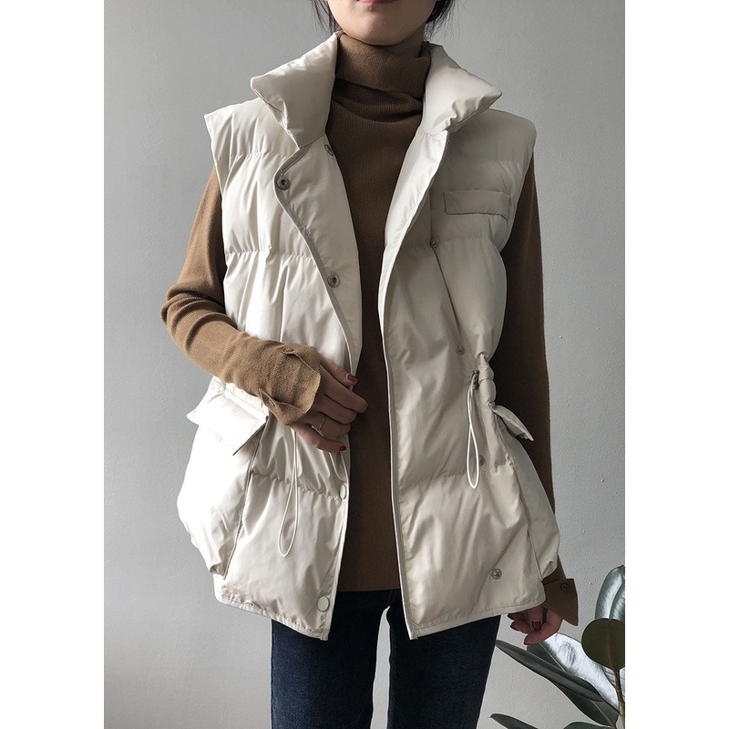 White fashion Button drawstring Winter Sleeveless down vest