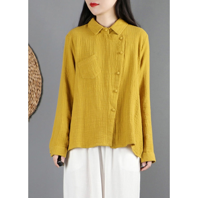 Unique Yellow Patchwork Shirt Long Sleeve