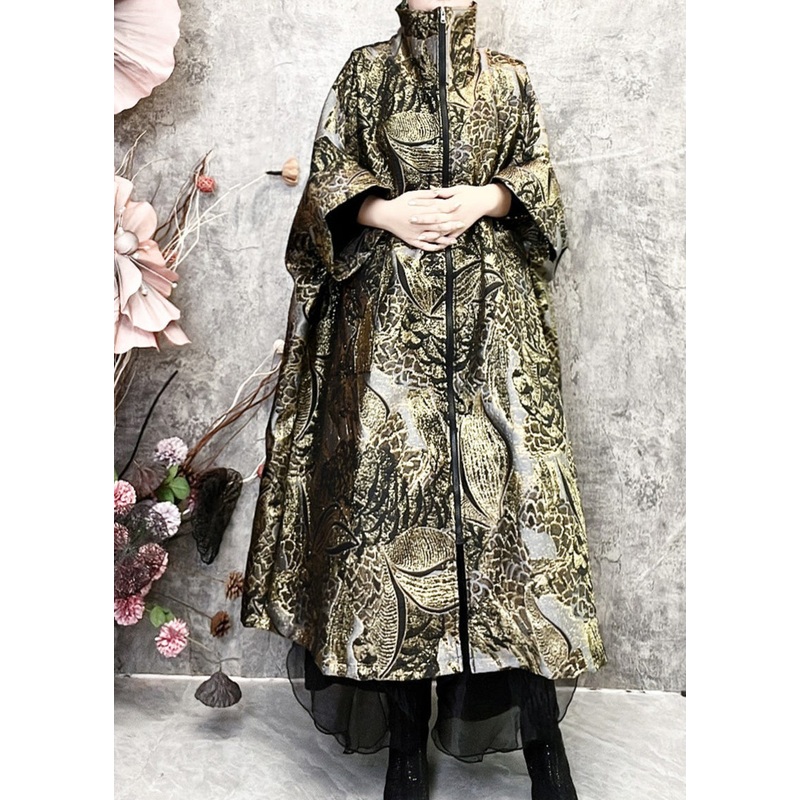 Loose Fitting Versatile Oversized Trench Coat Patchwork Jacquard