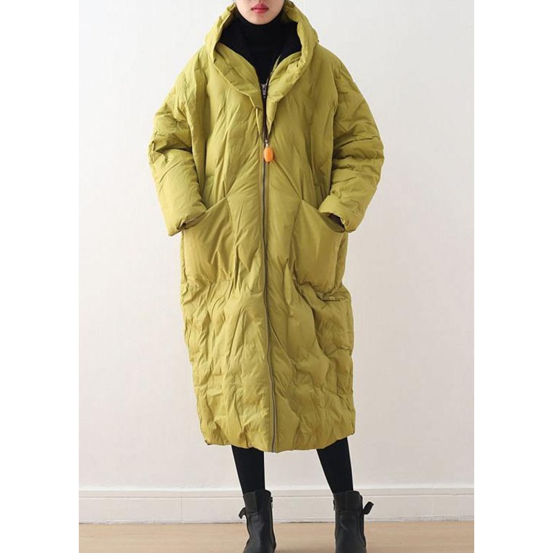 Warm Yellow Down Coat Original Design Literary Retro Overcoat
