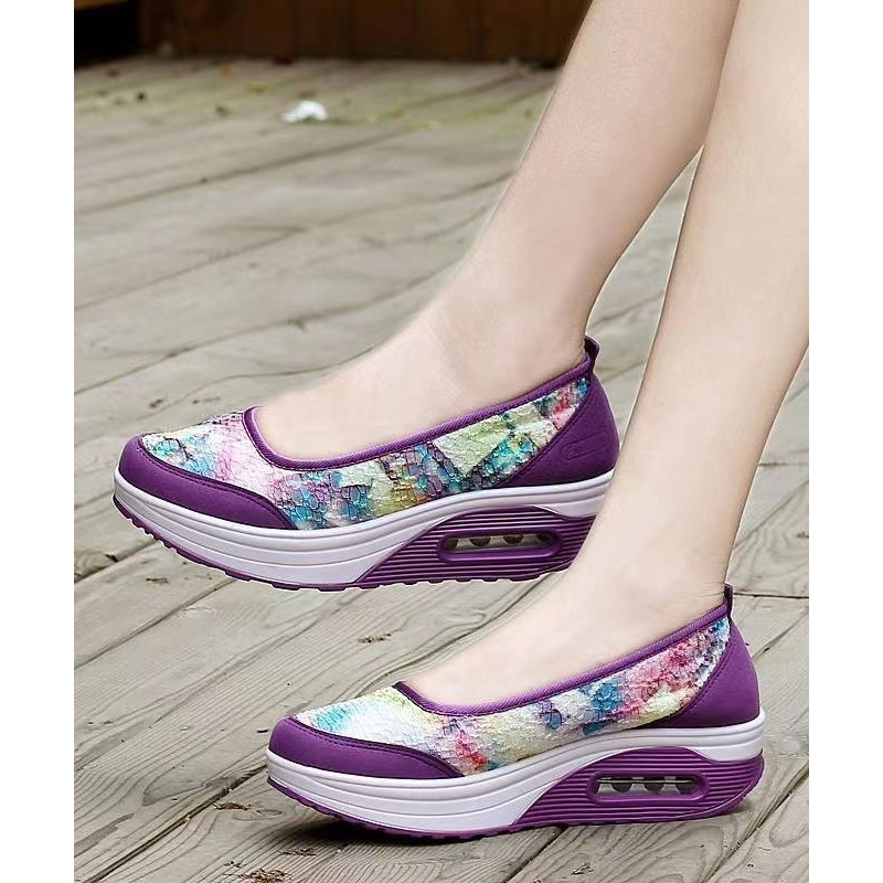 Women Splicing Platform Purple Breathable Mesh