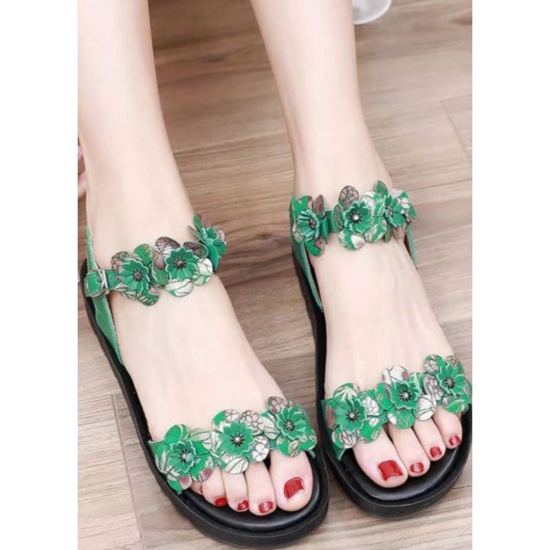 Yellow Sandals Platform Faux Leather Casual Splicing Floral