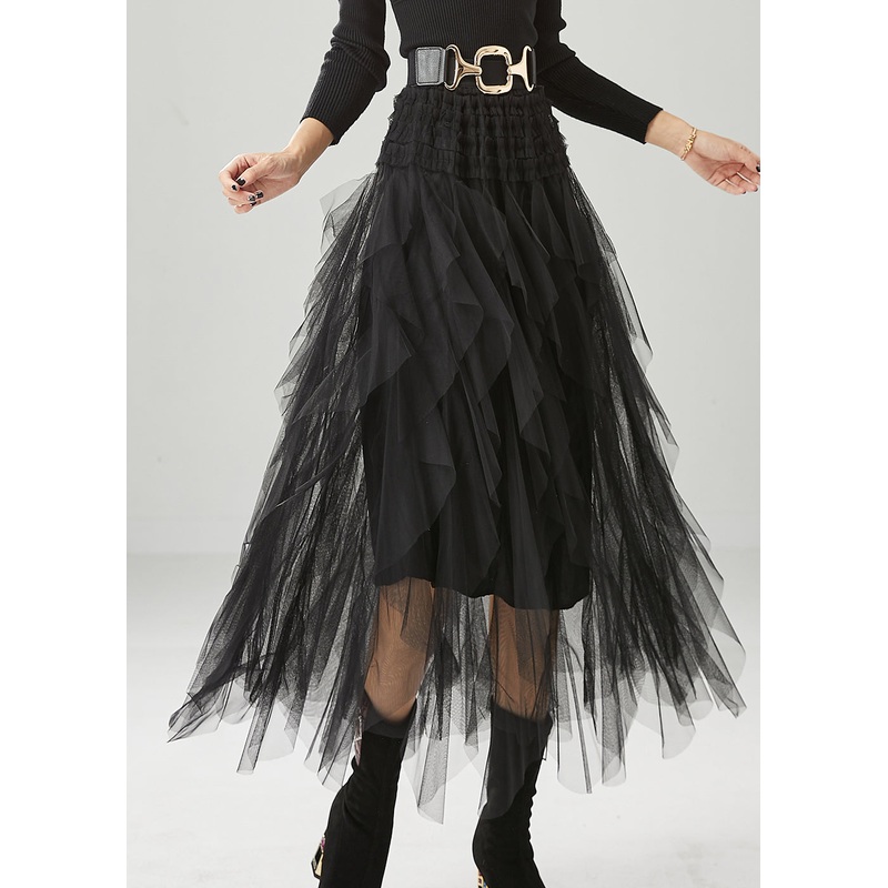 Black Slim Fit Tulle Holiday Skirts Summer