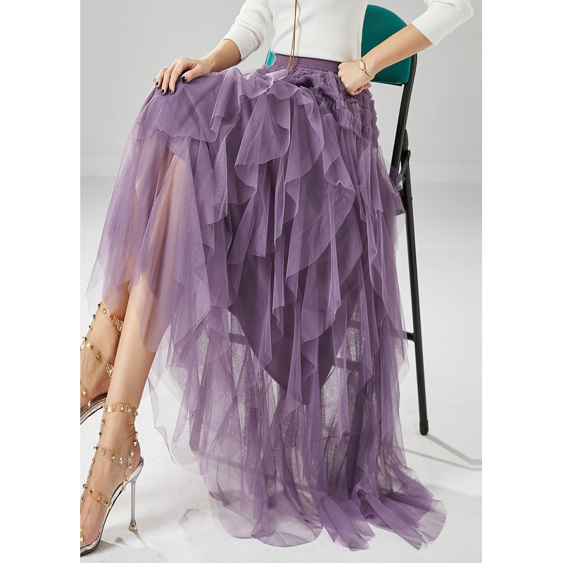 Boutique Purple High Waist Tulle Skirt Summer
