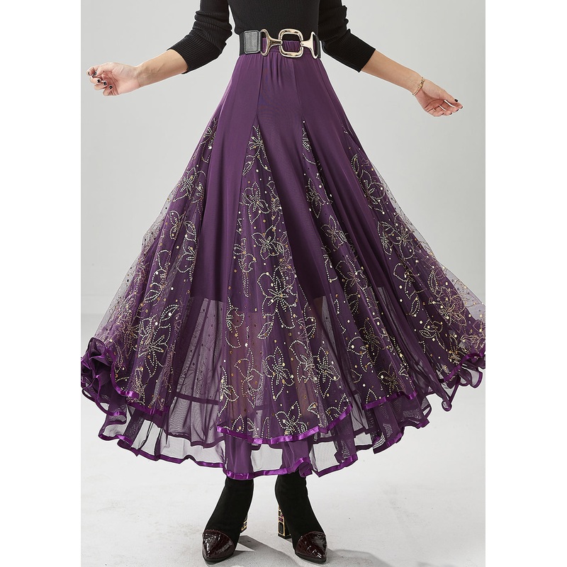 Purple Patchwork Tulle Skirts Exra Large Hem Fall