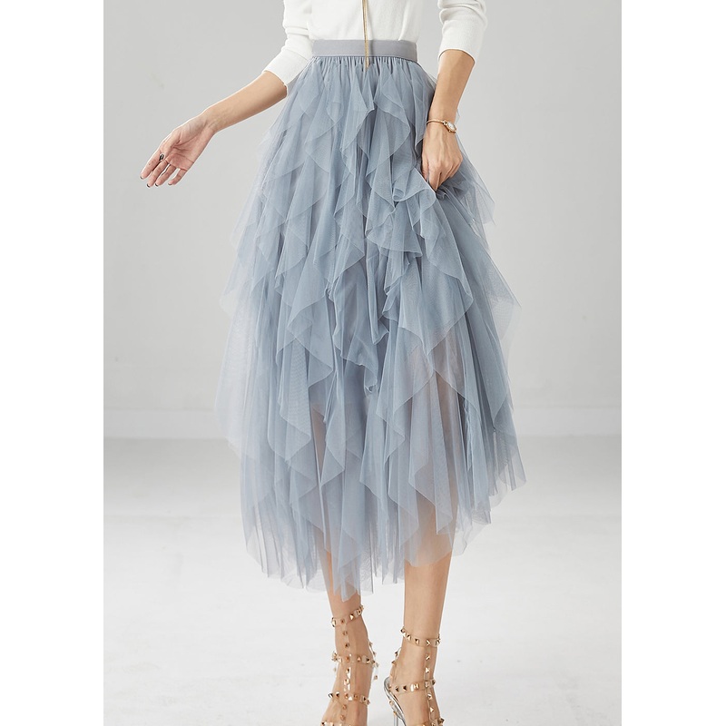 Sky Blue Tulle Beach Skirts Elastic Waist Summer