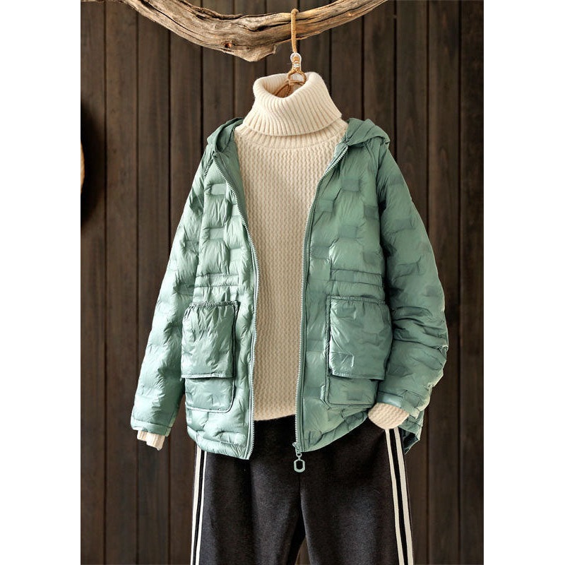 Plus Size Pink Hooded Zippered Duck Down Winter Coats Winter
