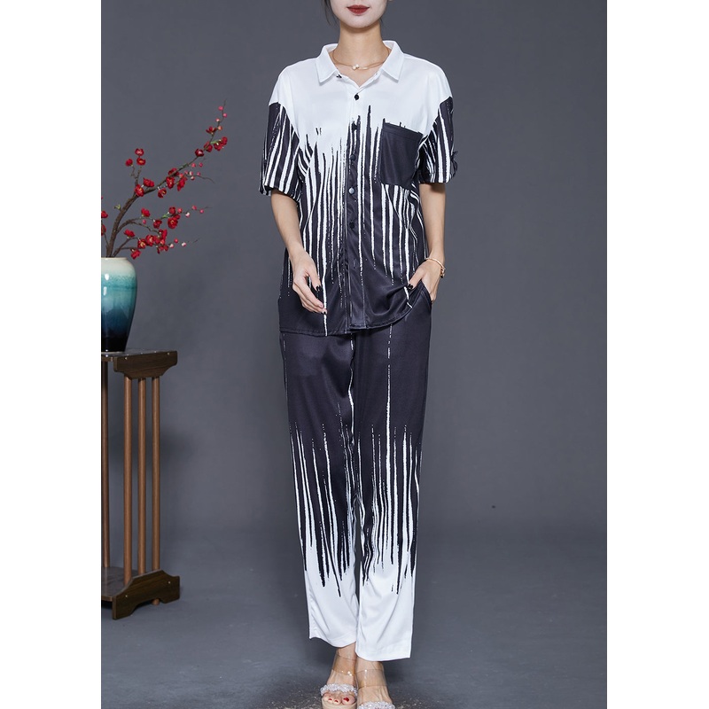 Casual Gradient Color Oversized Ice Silk Two Pieces Set Fall