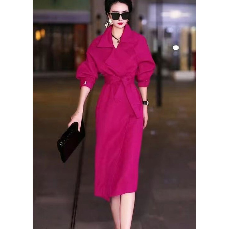 Elegant Rose Peter Pan Collar Tie Waist Cotton Trench Fall