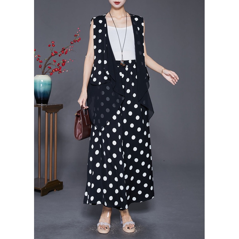 Plus Size Black Asymmetrical Patchwork Cotton Two Pieces Set Fall