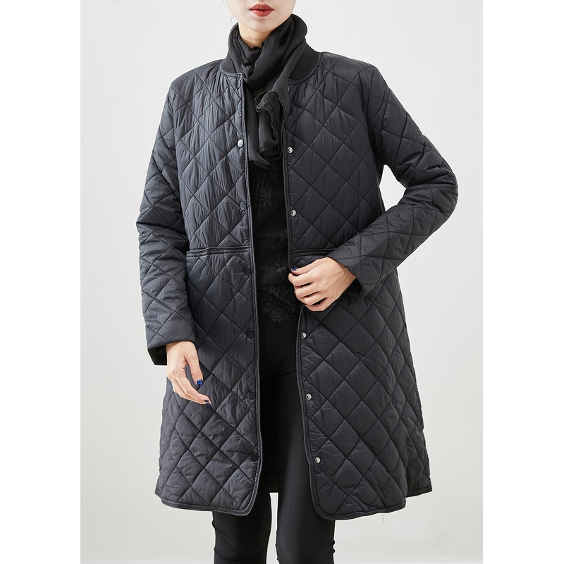 Organic Black Slim Fit Thick Fine Cotton Filled Parka Winter