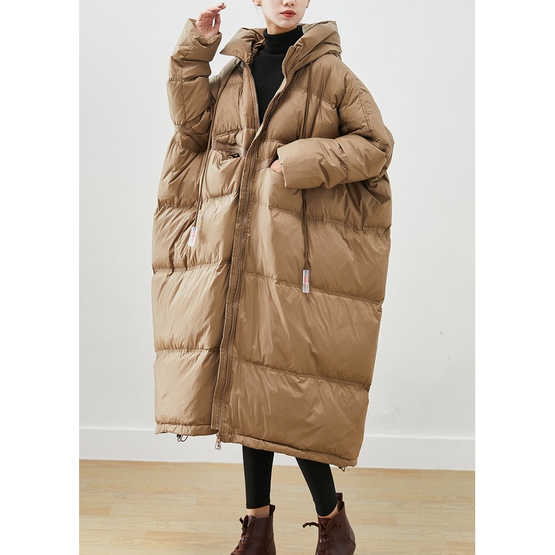 Plus Size Khaki Oversized Drawstring Duck Down Winter Coats Winter