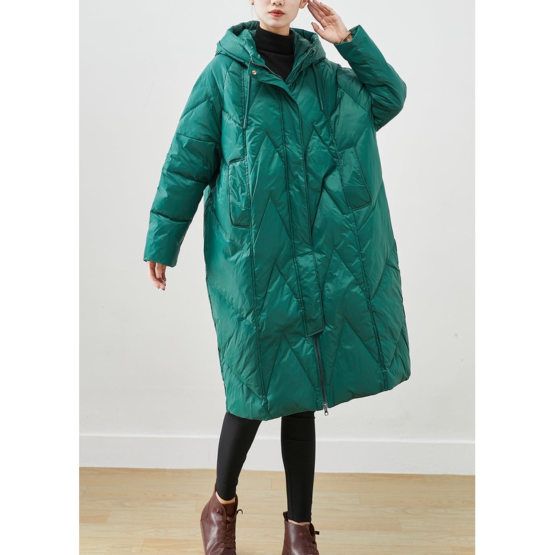 Vintage Green Oversized Thick Fine Cotton Filled Puffers Jackets Winter