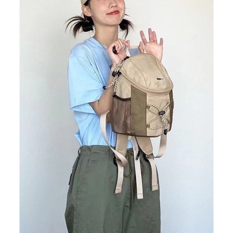 DIY Khaki Patchwork Durable Backpack Bag