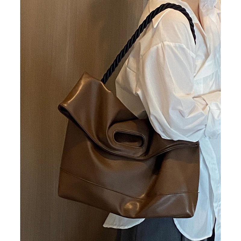 Handmade Brown Large Capacity Faux Leather Satchel Handbag