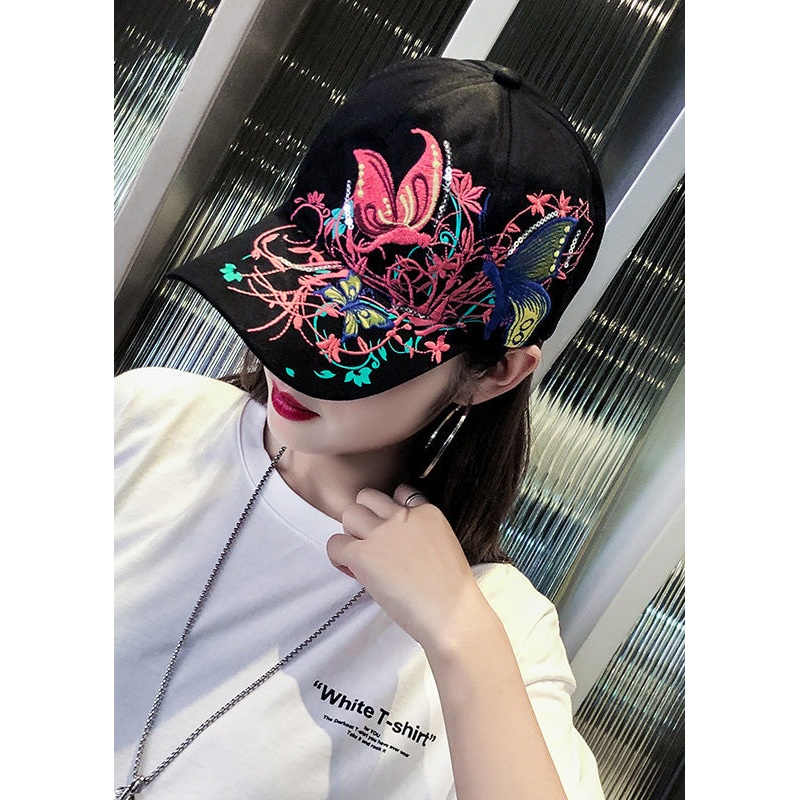 Boho Black Embroidery Baseball Cap Hat